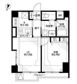 プレール・ドゥーク渋谷幡ヶ谷 6階 間取り図