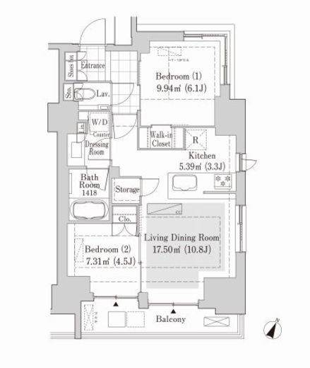 リブクオーレ神保町 709 間取り図