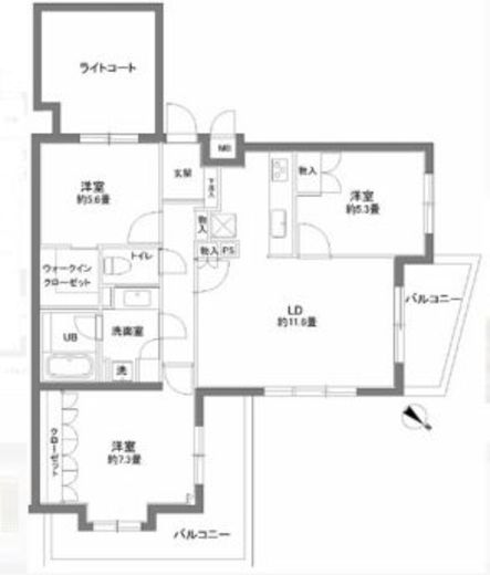 カスタリア北沢 205 間取り図