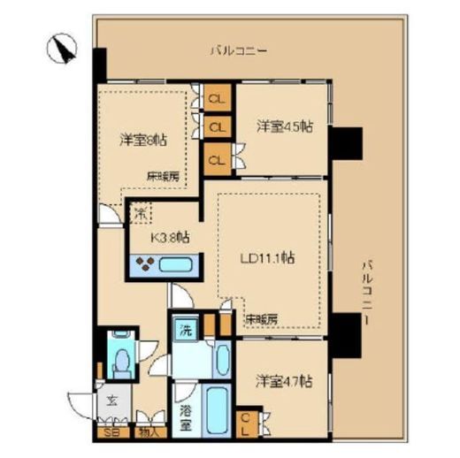 シティタワー新宿 9階 間取り図