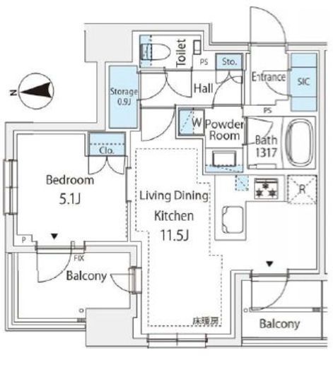 リビオレゾン三田 9階 間取り図