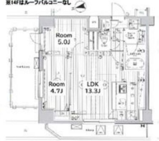 メイクス上野 13階 間取り図