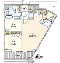 勝どきザ・タワー 53階 間取り図