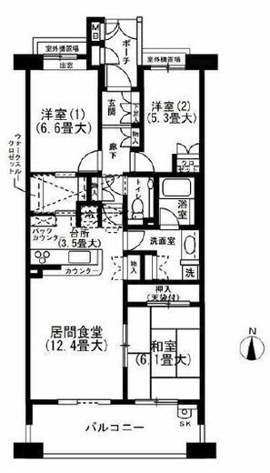 アルス武蔵小杉 2階 間取り図