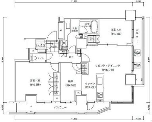 パークキューブ愛宕山タワー 1502 間取り図