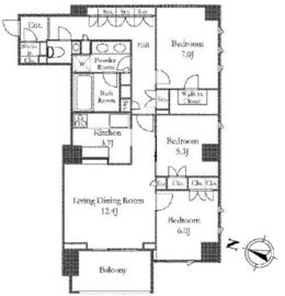 ザ・パークハウス麻布外苑西通り 2階 間取り図