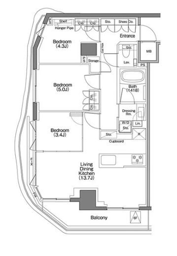 ザ・パークハビオSOHO祐天寺 601 間取り図