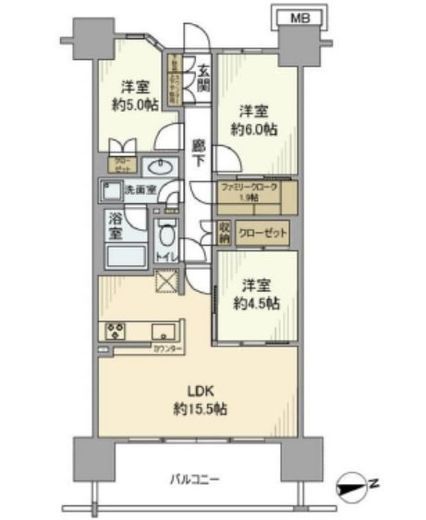 オーベルグランディオ千住大橋エアーズ 7階 間取り図
