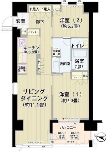 ガーデニエール砧レジデンス 111 間取り図