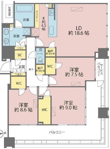 白金ザ・スカイ 6階 間取り図