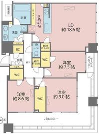 白金ザ・スカイ 6階 間取り図