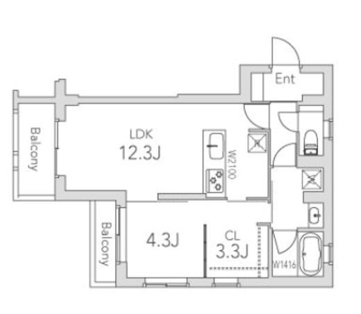 グランデュオ学芸大学2 (Gran Duo Gakugeidaigaku 2) 401 間取り図