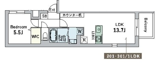 グランデュオ中野4 (GranDuo Nakano4) 201 間取り図
