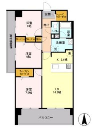 ロイヤルパークス梅島 504 間取り図