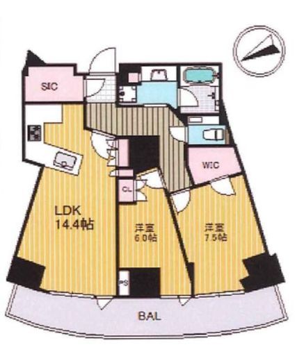 パークコート神宮北参道ザタワー 13階 間取り図