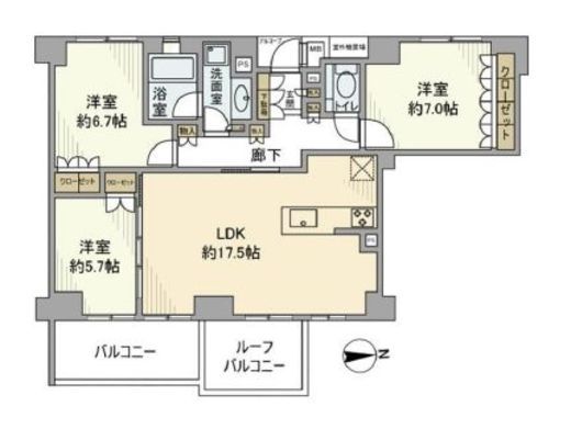 ジオ等々力 4階 間取り図