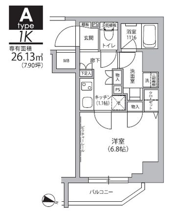 グランドルチェ門前仲町 803 間取り図