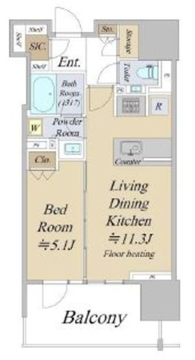 グランドヒルズ恵比寿 14階 間取り図