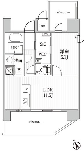 シーズンフラッツ蒲田 1502 間取り図