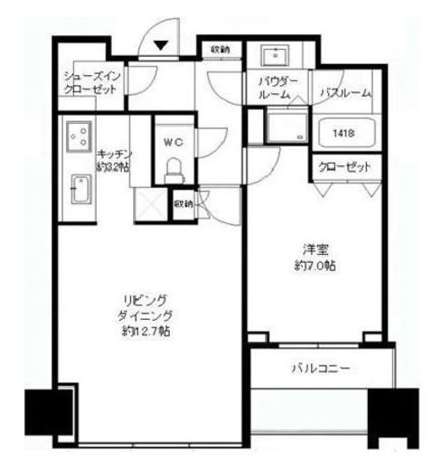 シティタワー麻布十番 23階 間取り図