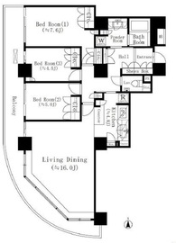 リバーポイントタワー 2607 間取り図