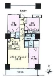 プライムパークス品川シーサイド ザ・タワー 9階 間取り図