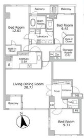 麻布霞町パークマンション 2階 間取り図