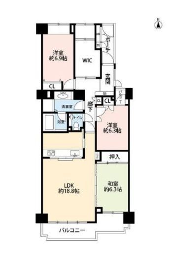 レシオン武蔵小杉 3階 間取り図