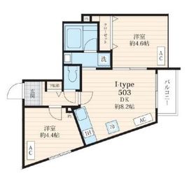 フォセット池田山 503 間取り図