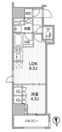 シーズンフラッツ新御徒町 501 間取り図