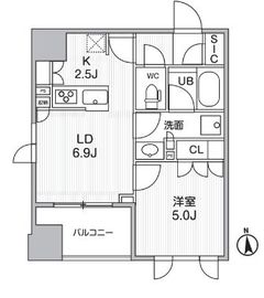 シーズンフラッツ新御徒町 1103 間取り図