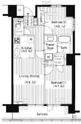 プライムアーバン東中野コート (PRIME URBAN 東中野 COURT) 517 間取り図