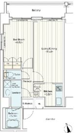 ドゥーエ新富町 1102 間取り図