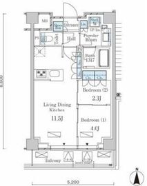 ラティエラ武蔵小杉 302 間取り図