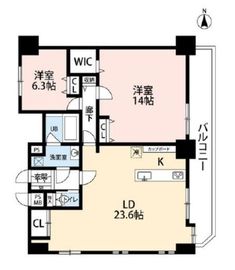 エル・グランジュテ新宿 14階 間取り図