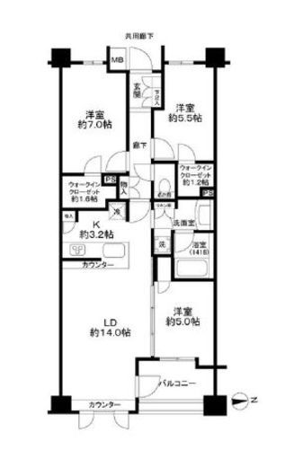 ザ・パークハウス市谷加賀町レジデンス 4階 間取り図
