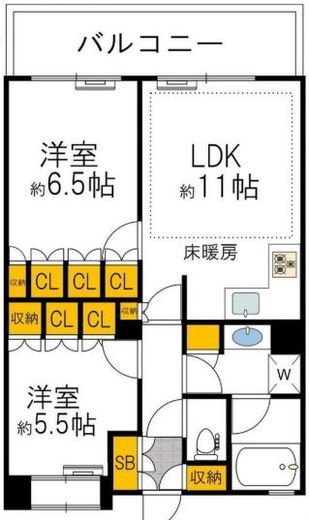 クリオ新宿西戸山壱番館 2階 間取り図