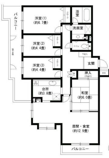 元住吉パーク・ホームズ 5階 間取り図