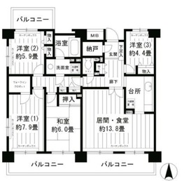 フレスコ川崎 408 間取り図