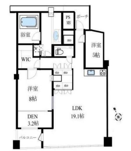 品川Vタワー タワー棟 33階 間取り図