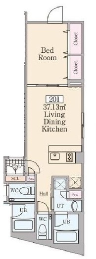 Reve Residence高輪 (レーヴレジデンス高輪) 201 間取り図