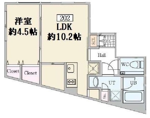 Reve Residence高輪 (レーヴレジデンス高輪) 202 間取り図