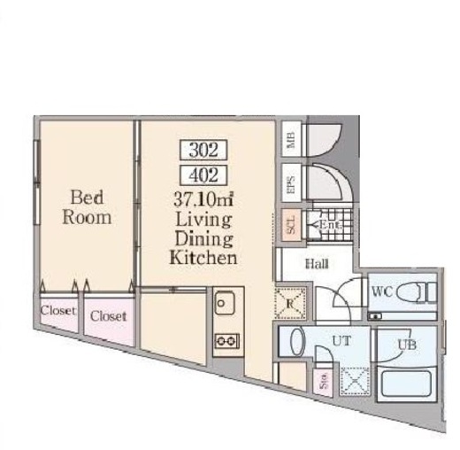 Reve Residence高輪 (レーヴレジデンス高輪) 302 間取り図