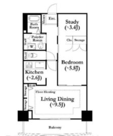 河田町ガーデン 1-505 間取り図