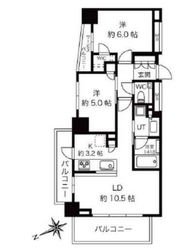 セントラルレジデンス西早稲田 13階 間取り図