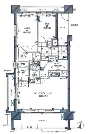 クレッセント多摩川緑地DUO 5階 間取り図
