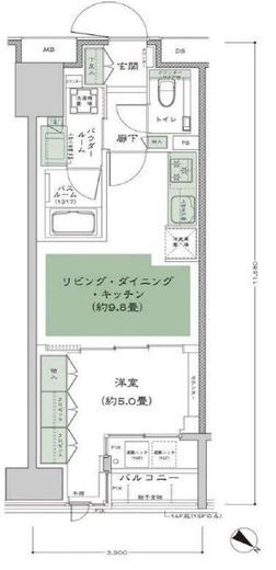 シティハウス東京八重洲通り 16階 間取り図