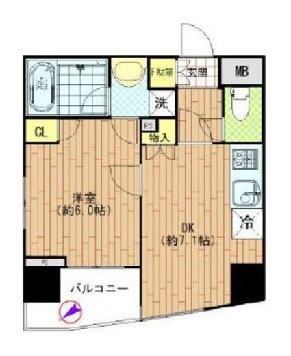 グランベル中落合 102 間取り図