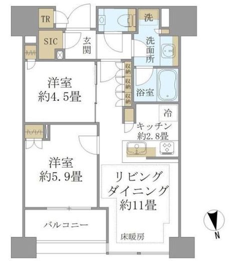 白金ザ・スカイ 8階 間取り図