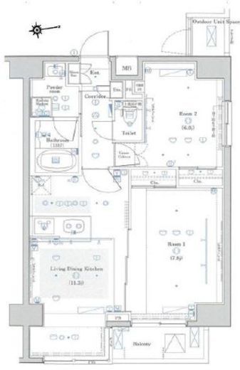 ステージグランデ芝大門 15階 間取り図